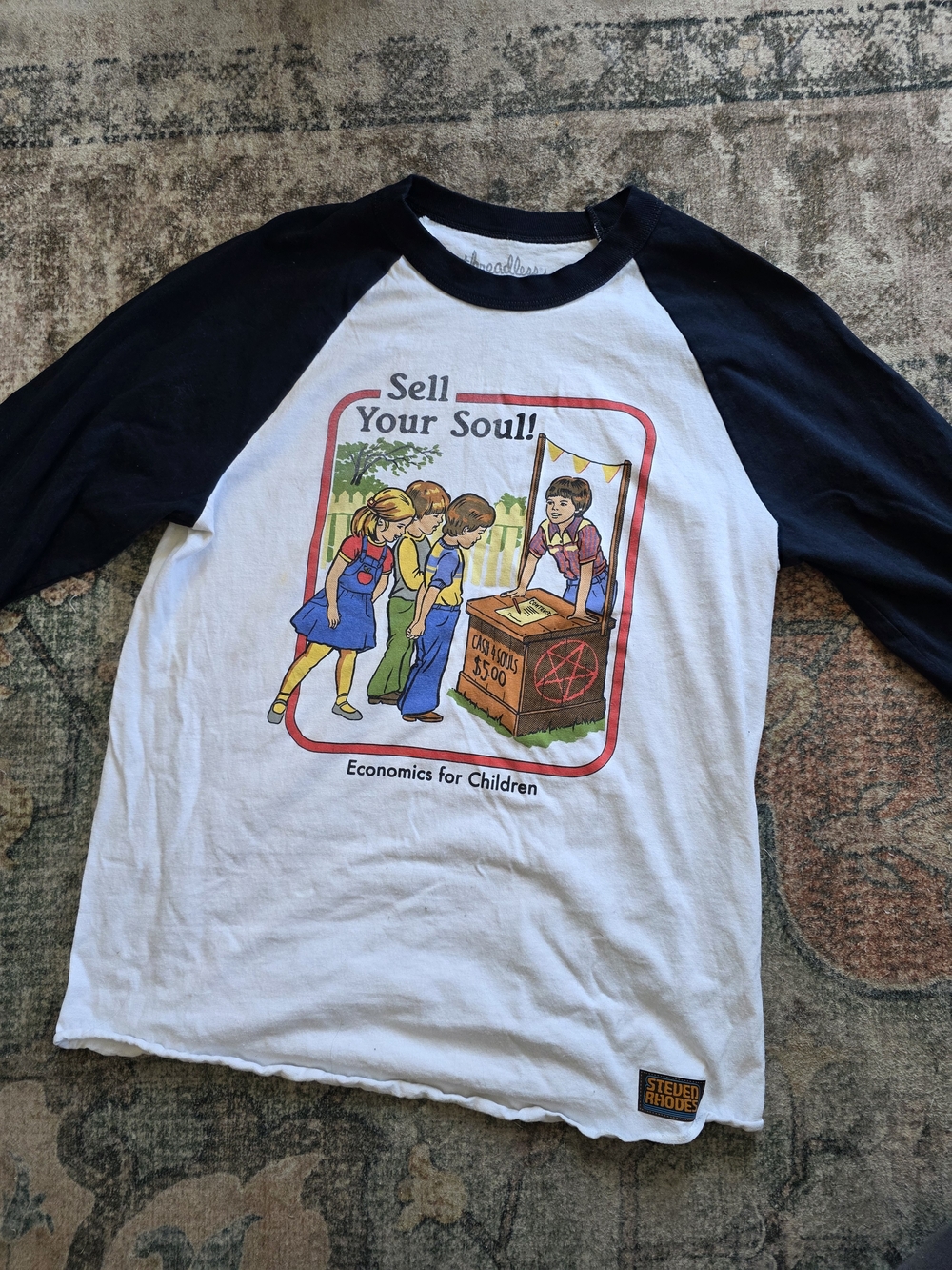 Steved Rhodes White & Navy "Sell Your Soul" Baseball Tshirt